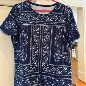 Talbots Blue Patterned Top